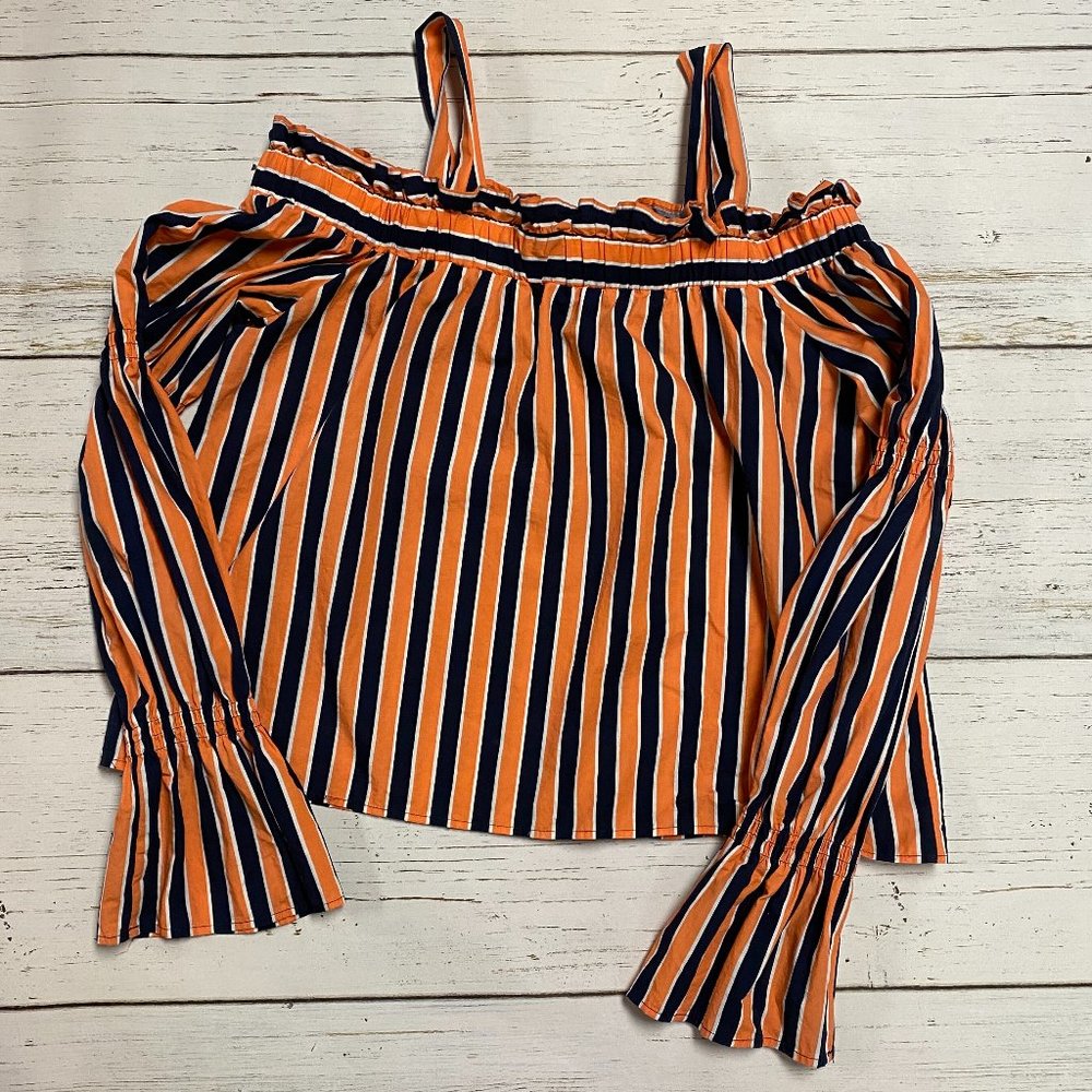 Topshop Off the Shoulder Striped Peasant Top